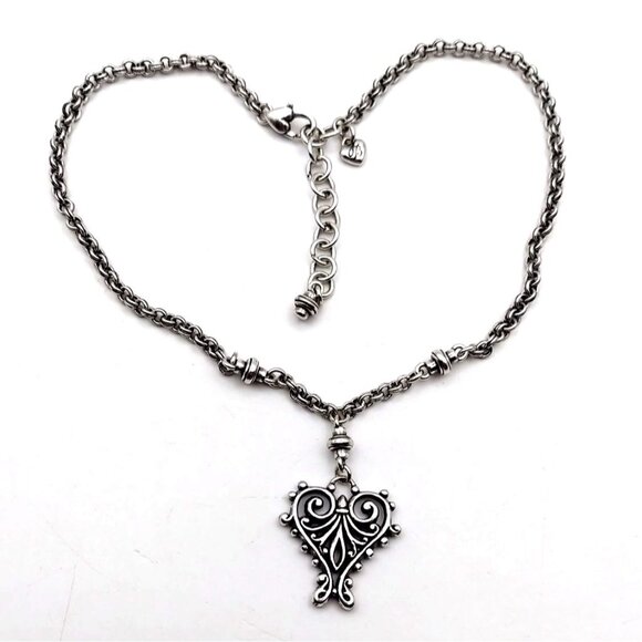 Brighton Capri Heart 2 PC Silver Plated Necklace Earrings Set w/ Collectible Tin - Picture 4 of 6